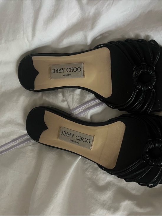 Jimmy Choo Shoes - Jimmy Choo Black Leather Knotted Slide Mules